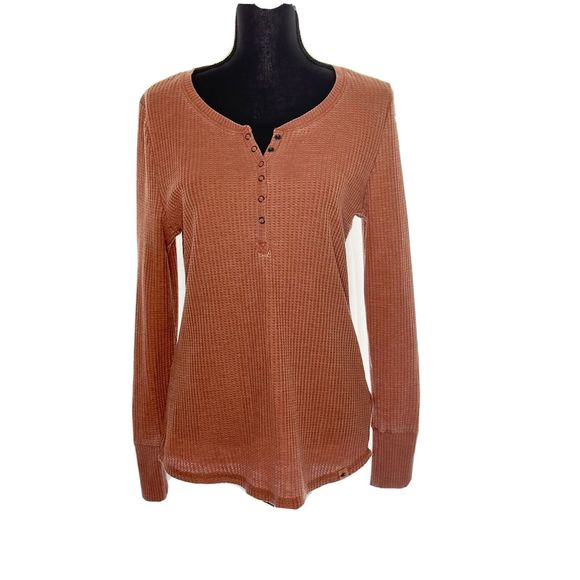Tops - Seven7 Women s Long Sleeve Snap Waffle Henley